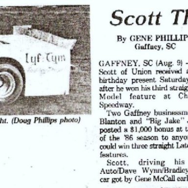 Billy Scott's Birthday Win Cherokee Speedway 1980s'