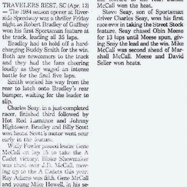 Riverside Speedway - Traveler's Rest, S. C.