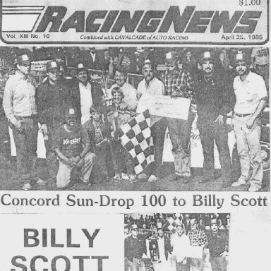 CONCORD SPEEDWAY HONORS TO BILLY SCOTT