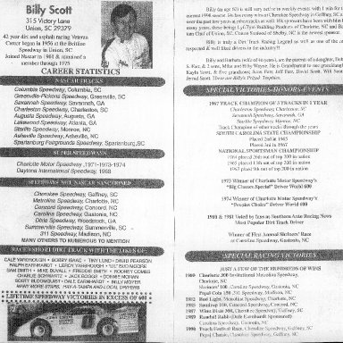 Billy Scott Career Accomplishments