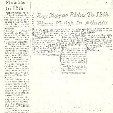 Roy Mayne 12th place in Atlanta
