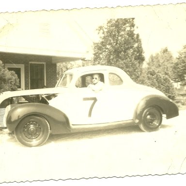 Hugh T. Lanford sitting in car #7 at his home, Charlotte Hywy. Spartanburg, SC.