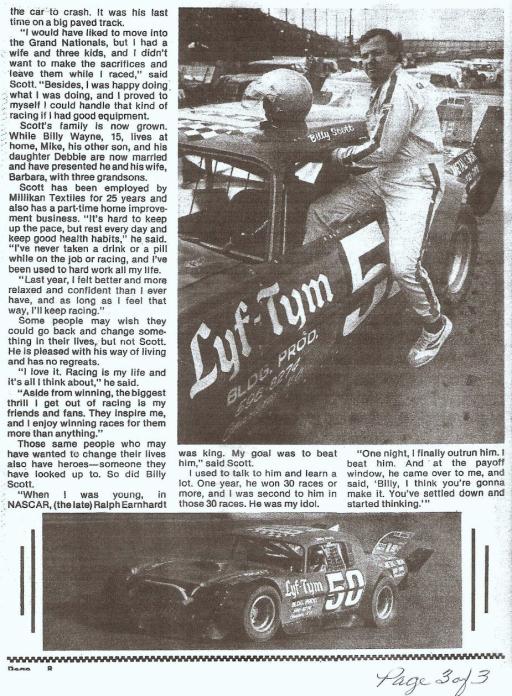 Late Model Champion Billy Scott 1980 (Page 3 Of 3) - Gallery - Billy ...
