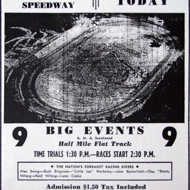 Peace Haven Speedway - Motorcycle Race Ad 1948