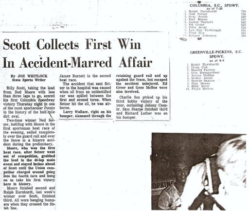 Billy Scott's First Columbia Speedway Win 1960's - Gallery - Billy ...
