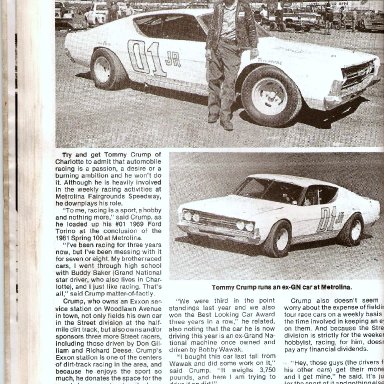 Tommy Crump-Metrolina Speedway Driver 1980s'