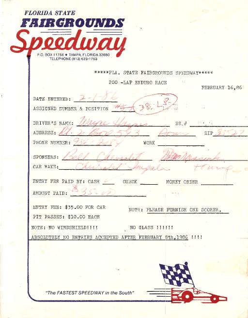 ENTRY FORM '86 - Gallery - Wayne Haynes | racersreunion.com