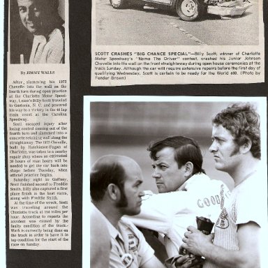 BAD DAY FOR BILLY SCOTT AT CHARLOTTE MOTOR SPEEDWAY  1970S'