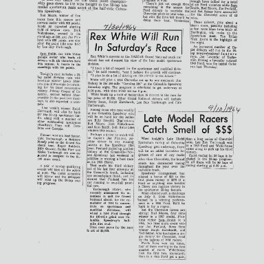 Many Drivers Make Weekends Fun for Fans-Rex White to Run  1964