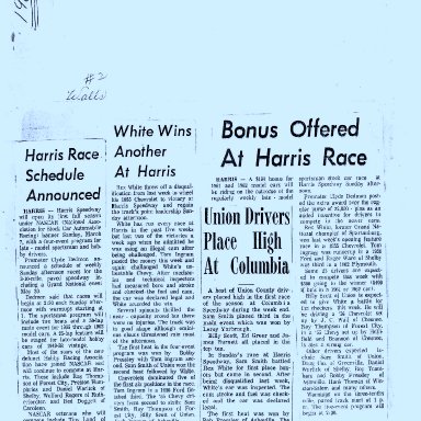 Oldies But Goodies # 7--Rex White Takes Likeing To  Harris Speedway 1965