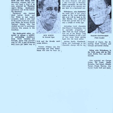 An Article Of White And Earnhardt Would Pack A Speedway in  1965