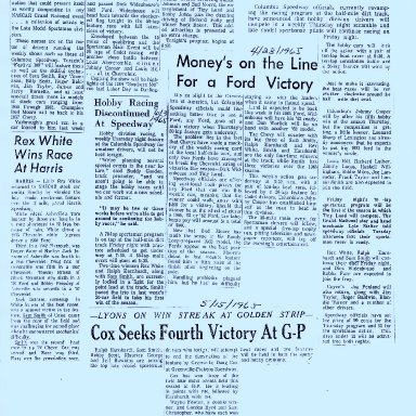 Racing Updates And Rex White Wins Again 1965