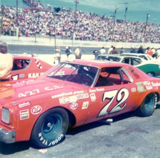 Benny Parsons 72 Beside K& K Insurance Dodge 71 Hickory April 1974 ...