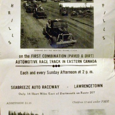 Seabzeeze Raceway Poster-Dartmouth(NS)-1967