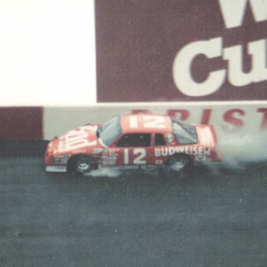 Neil Bonnett #12 into the wall at Bristol Valleydale 500 4-6-86