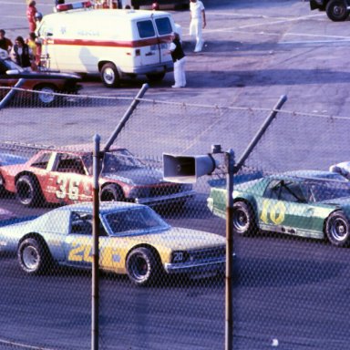 Oxford 250-1982-The line up for Heat race that Ed won.The #20 car is Terry Clattenburg from N.S.