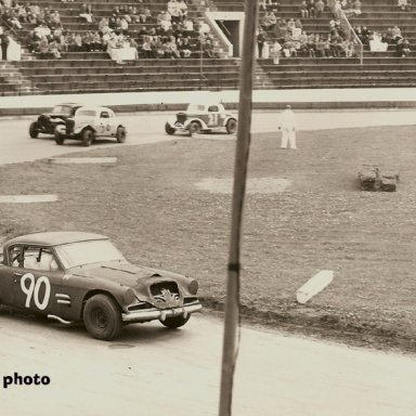 Photo property of Will Hoctor. Late-1950s Modified racing at Buffalo's old Civic Stadium