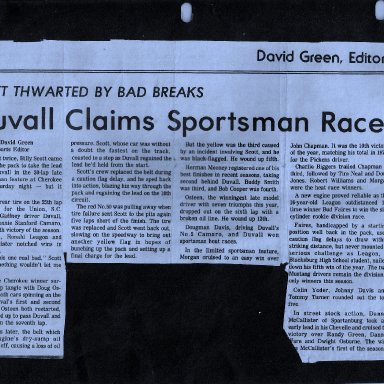 Billy Scott Came From Back Twice To Lead-Duvall Gets Win1980S