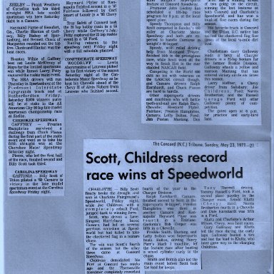 Billy Scott Collects GASCAR'S Speedworld Victory 1970S'
