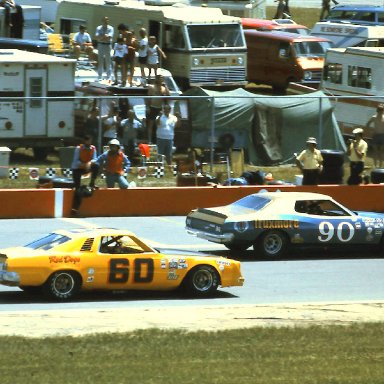 #90  Richard Brooks #60 Jackie Rodgers 1976 Cam 2 Motor Oil 400 @ Michigan