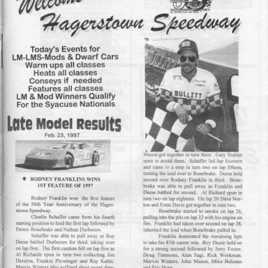 LM Results @ Hagerstown (MD) Speedway Feb 23rd 1997