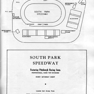 Track Lay-Out of South Park (PA) Speedway 1957