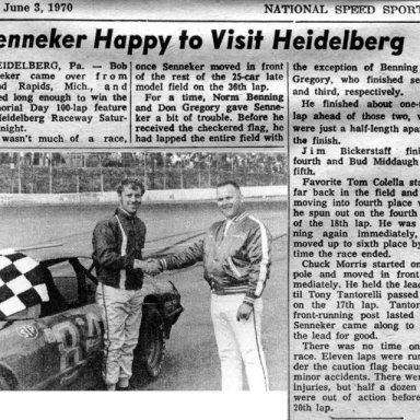 1970 Heidelberg LM Results NSSN May 30th