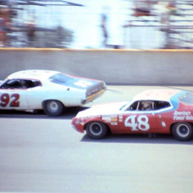 #92 Larry Smith #48 James Hylton 1972 Yankee 400 @ Michigan
