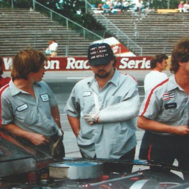 Rodney Sawyers-In Red Uniform-Orange County Speedway in Rougemont N.C.