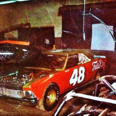 Darrel Waltrip's car being prepared to run the Permatex 300 in Daytona in Feb of 1973!.The only small block at Daytona this year!