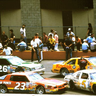 #5 Geoff Bodine #4 Rick Wilson #23 Michael Waltrip #26 Joe Ruttman 1986 Miller American 400 @ Michigan