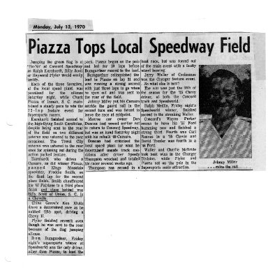 Chuck Piazza Wins-Earnhardt, Scott & Plyer Sent  To Rear 1970