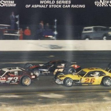 George Kent #26 at New Smyrna, FL circa 1981 racing Maynard Troyer in the Soucy #17 and Anthony Ferraiuolo IV or Gary Balough in the #73