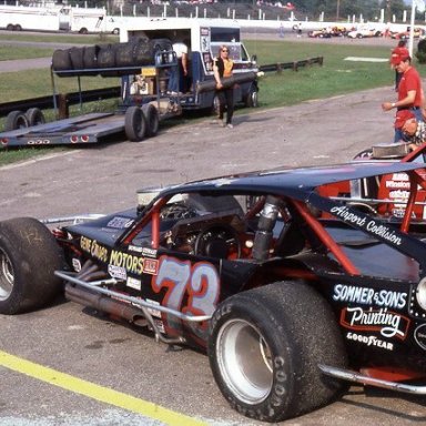 Tony Jankowiak #73 Modified at Shangri-La (Tioga) in 1985