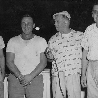 (L-R) Fred DeCarr, Don Hendenberg, Red Wildey, and Dave McCredy. DeCarr collection photo.