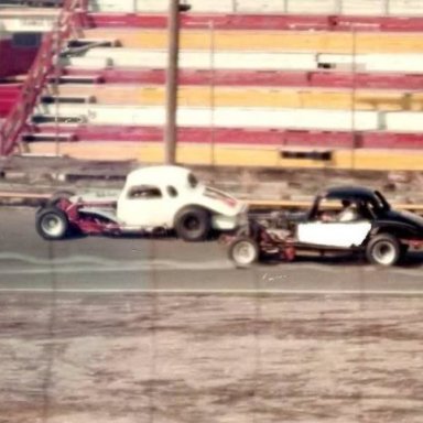 Charlie warming up at Riverhead in the white coupe