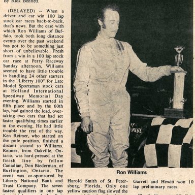 Ronnie Williams May 29 1972 Holland Liberty100
