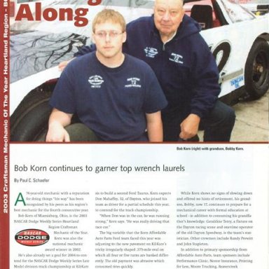 BOB KORN WITH GRANDSON 2003 CRAFTSMAN MECHANIC OF THE YEAR