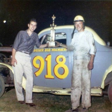 Bob Park & Bobby Holmberg at Islip Speedway 1959