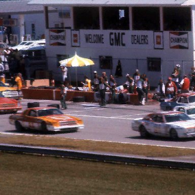 #21 David Pearson #88 Darrell Waltrip #72 Benny Parsons #11 Cale Yarborough # 30Tighe Scott #75 Butch Hartman 1977 Champion Spark Plug 400 @ Michigan