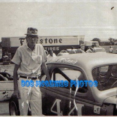 BOB MCGINNIS-IN BUCK DUVALS CAR THATS EDDIE PEERMAN MY UNCLE BESIDE CAR.