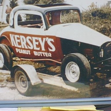 1933 Cheve coupe stock car powered by a 302 in line 6 GMC engine.