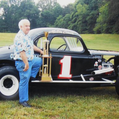 Melvin Corum with Tazewell Speedway track champion trophy