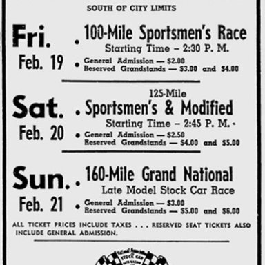 1954 Daytona Newspaper Ad