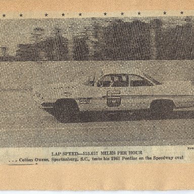 Cotton Owens qualifying for the 1961 Daytona 500
