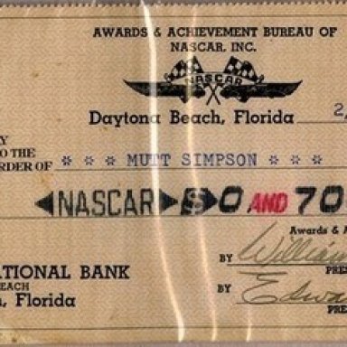 1953 Point Fund Check