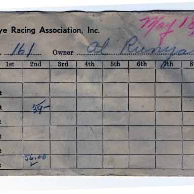 Hawkeye Racing Association payout envelope, May 18, 1951