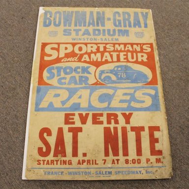 stock car poster Bowman Gray