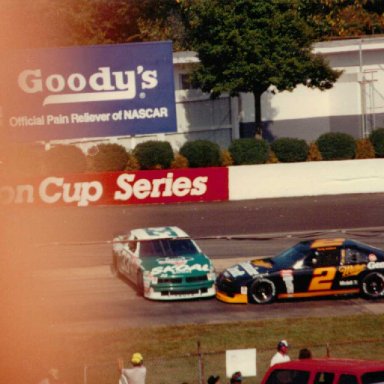 Harry Gant spun by Brett Bodine and then hit by Rusty Wallace 9-22-91 Martinsville