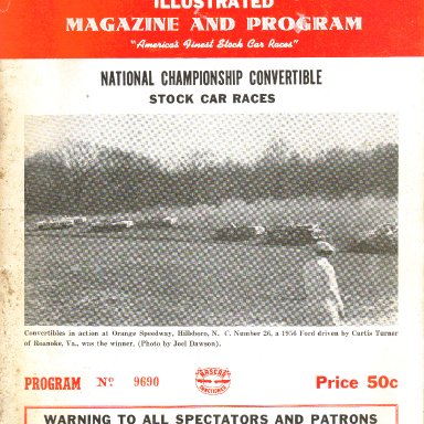 1956 Nascar Convertible Series Program for Greensboro, NC Fairgrounds